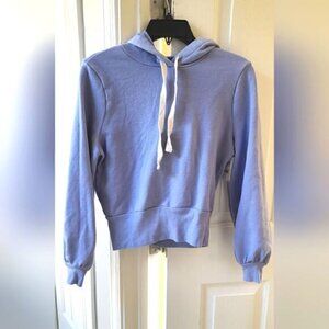 Madewell Periwinkle Bubble-Sleeve Hoodie Crop Sweatshirt XS NEW